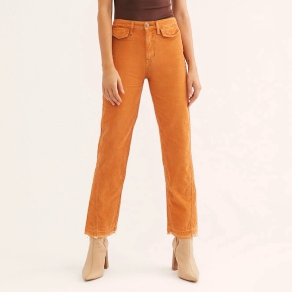 NWOT Free People We The Free Aces High Waist Straight Leg Cord Pant 29 Pale Rust - Picture 5 of 6